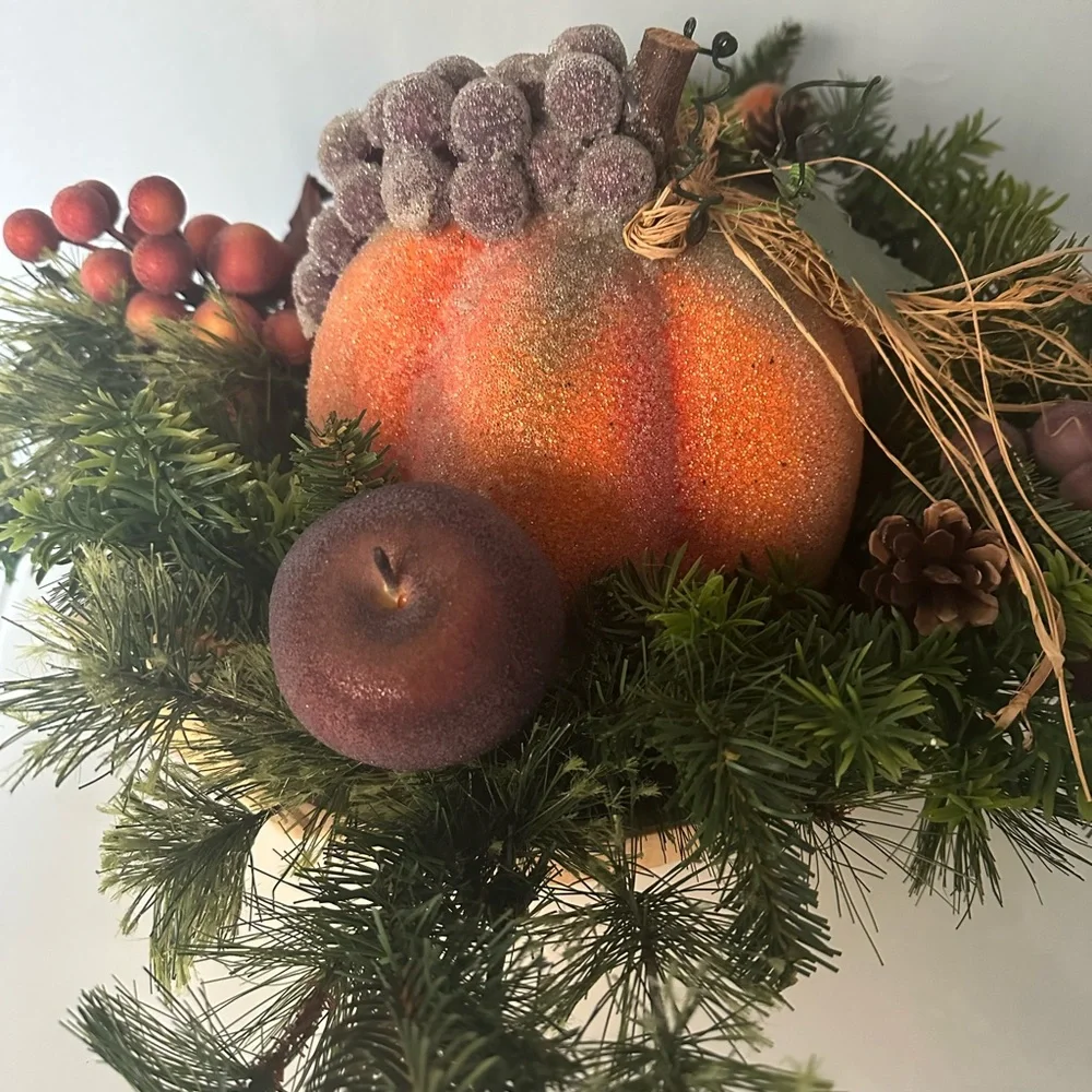 HOME DECOR FALL AUTUMN DECORATIVE FRUIT BASKET 21 x 9 inches
